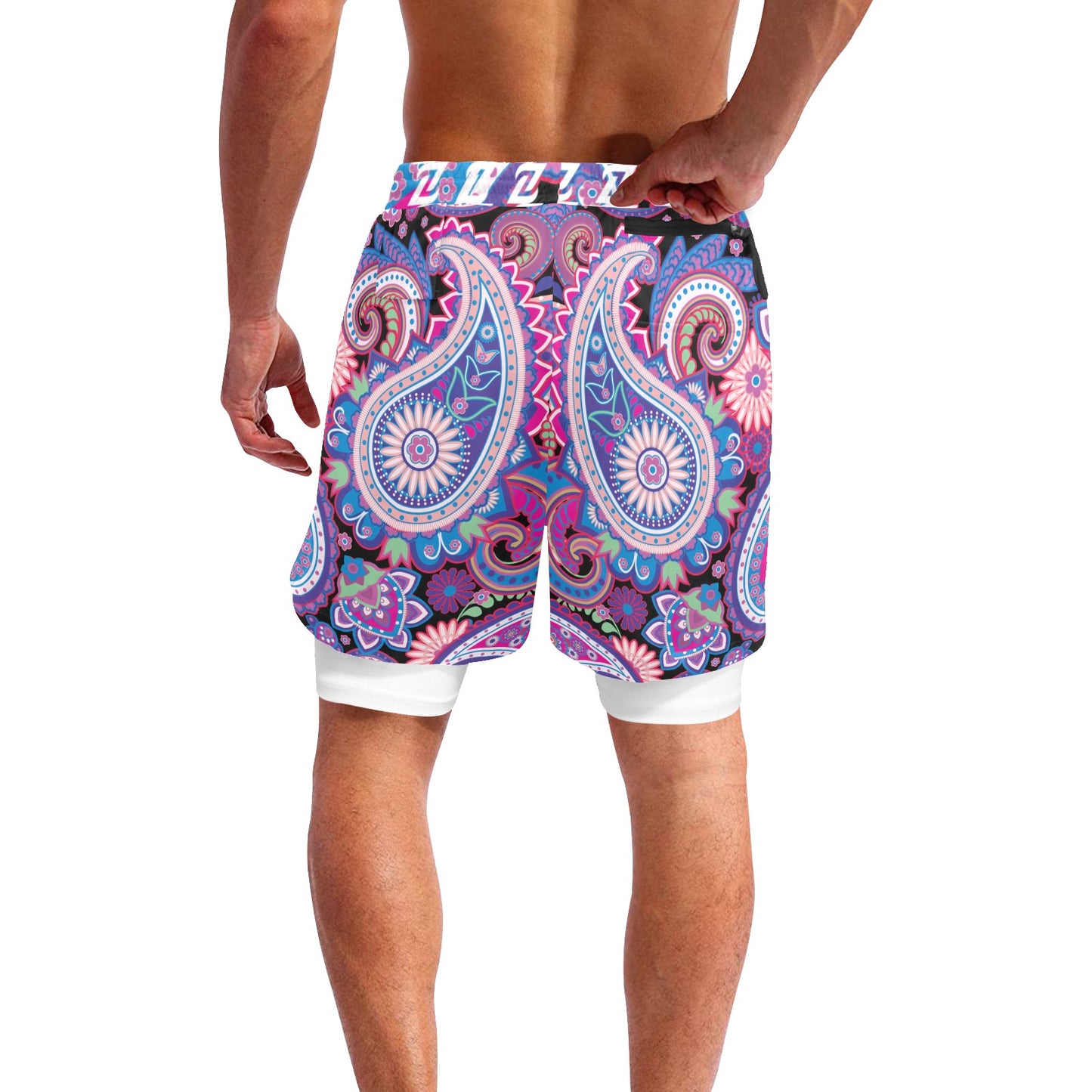 Zen Shorts with Liner - Purple Paisley