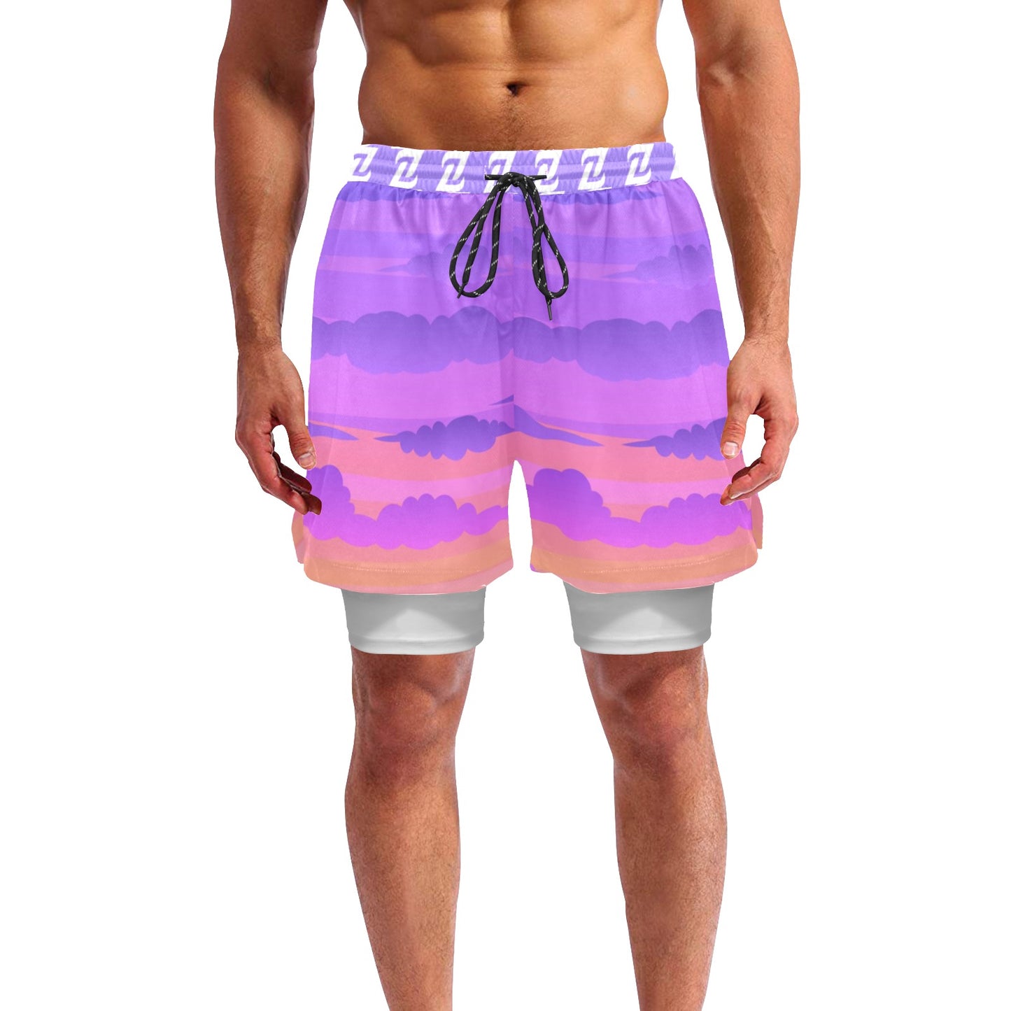 Zen Shorts with Liner - Clouds