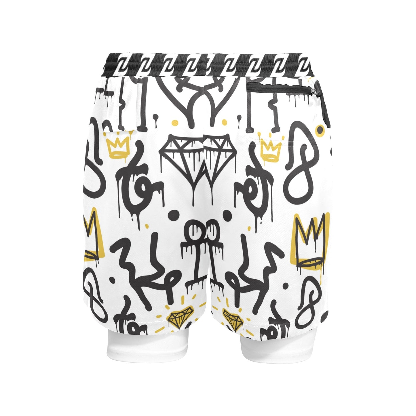 Zen Shorts with Liner - Diamond Scribble