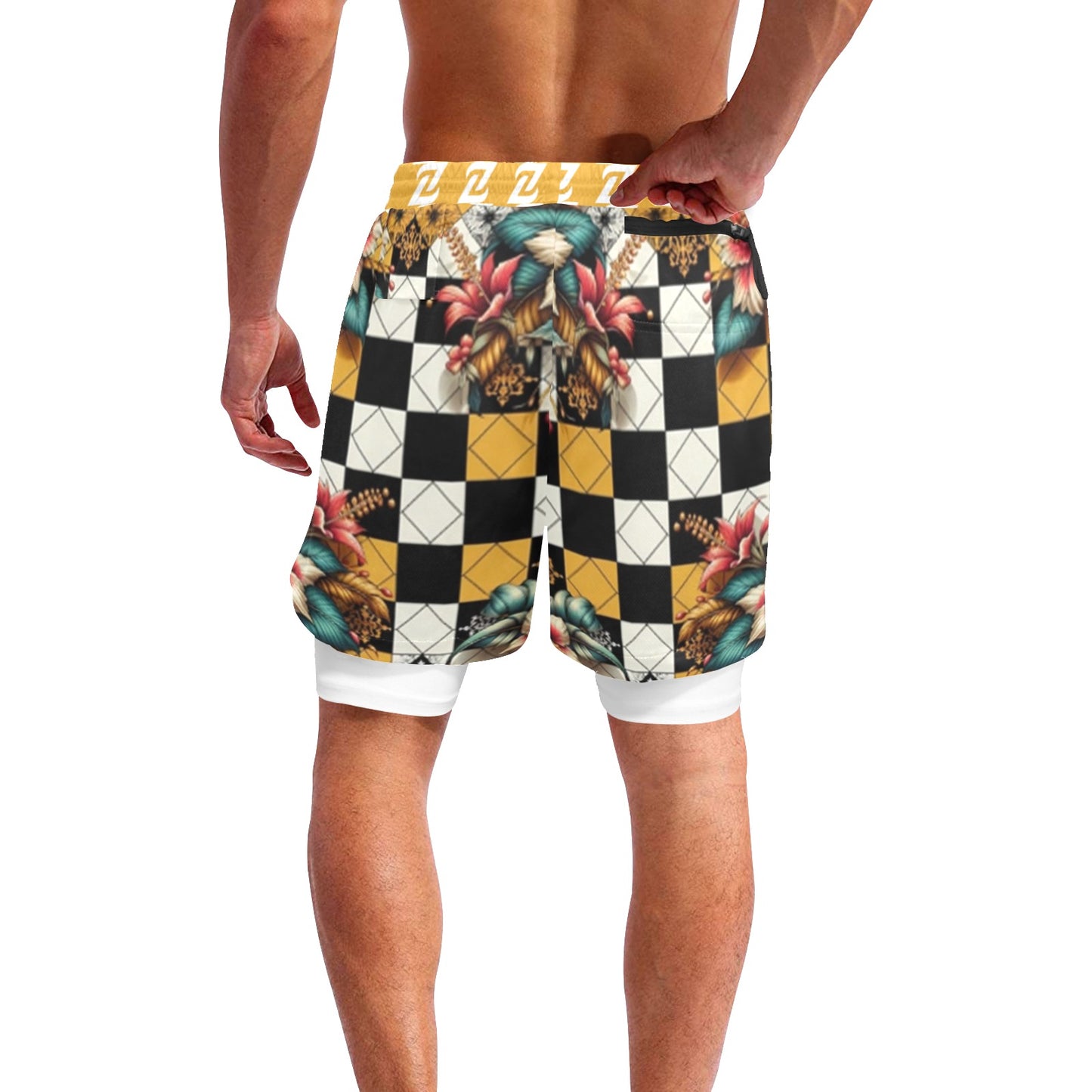 Zen Shorts with Liner - Flower Checkers
