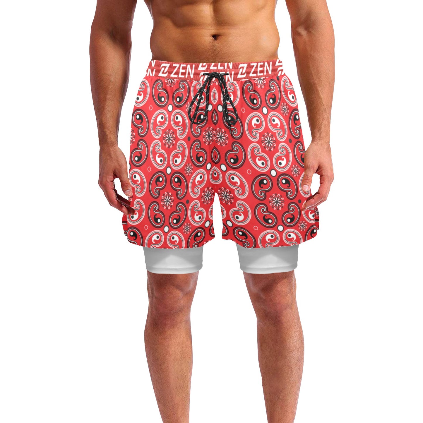 Zen Shorts with Liner - Red Bandana