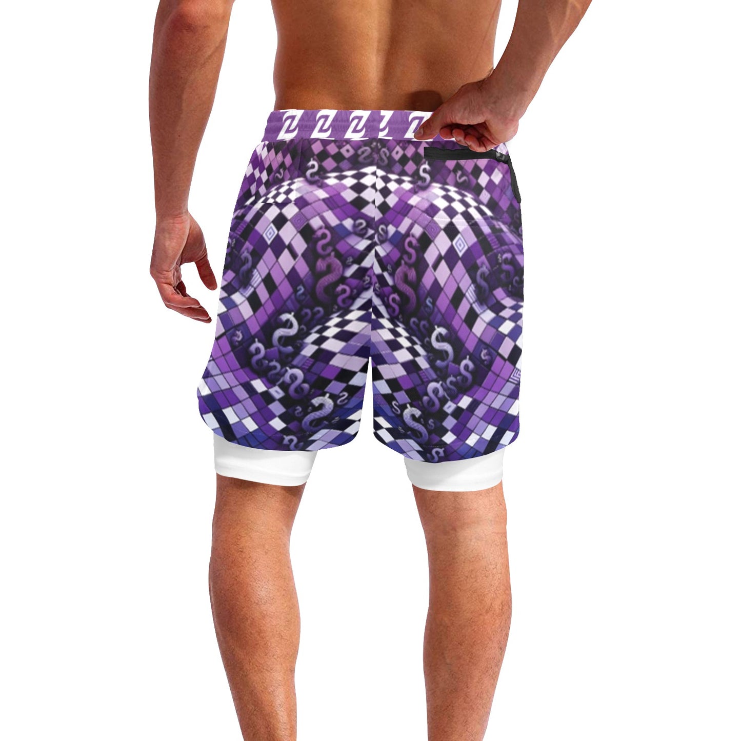 Zen Shorts with Liner - Purple Checkers